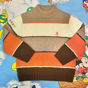 Brown, orange & cream striped flower Montagut kids turtleneck sweater 🌼